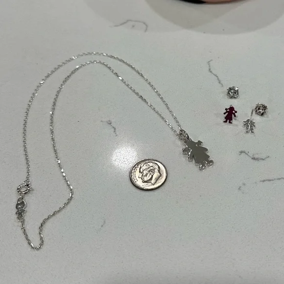 NWOT TOUS Sweet Doll Girl Pendant Necklace and Earrings - Picture 3 of 9